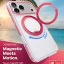 TORRAS 360 Magnetic Stand for iPhone 17 Pro Case, [Rotatable Sturdy Kickstand][Fit for MagSafe][4X Mil-Grade Shockproof] Slim Transparent Phone Cover, Camera Button, Crystal Pink, Ostand O3 Fitness