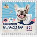 Disposable Dog Diapers Male M, Breathable Male Dog Wraps with Color Change Strip, Durable Belly Bands for Male Dogs Medium Breeds