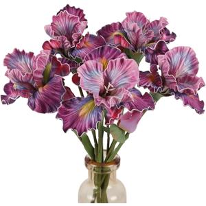5pcs Iris Artificial Flower Real Touch PU Faux Flower 17.7" Fuchsia Iris Flowers with Flower Bud for Home Table Centerpieces Wedding Floral Arrangements (Fuchsia)