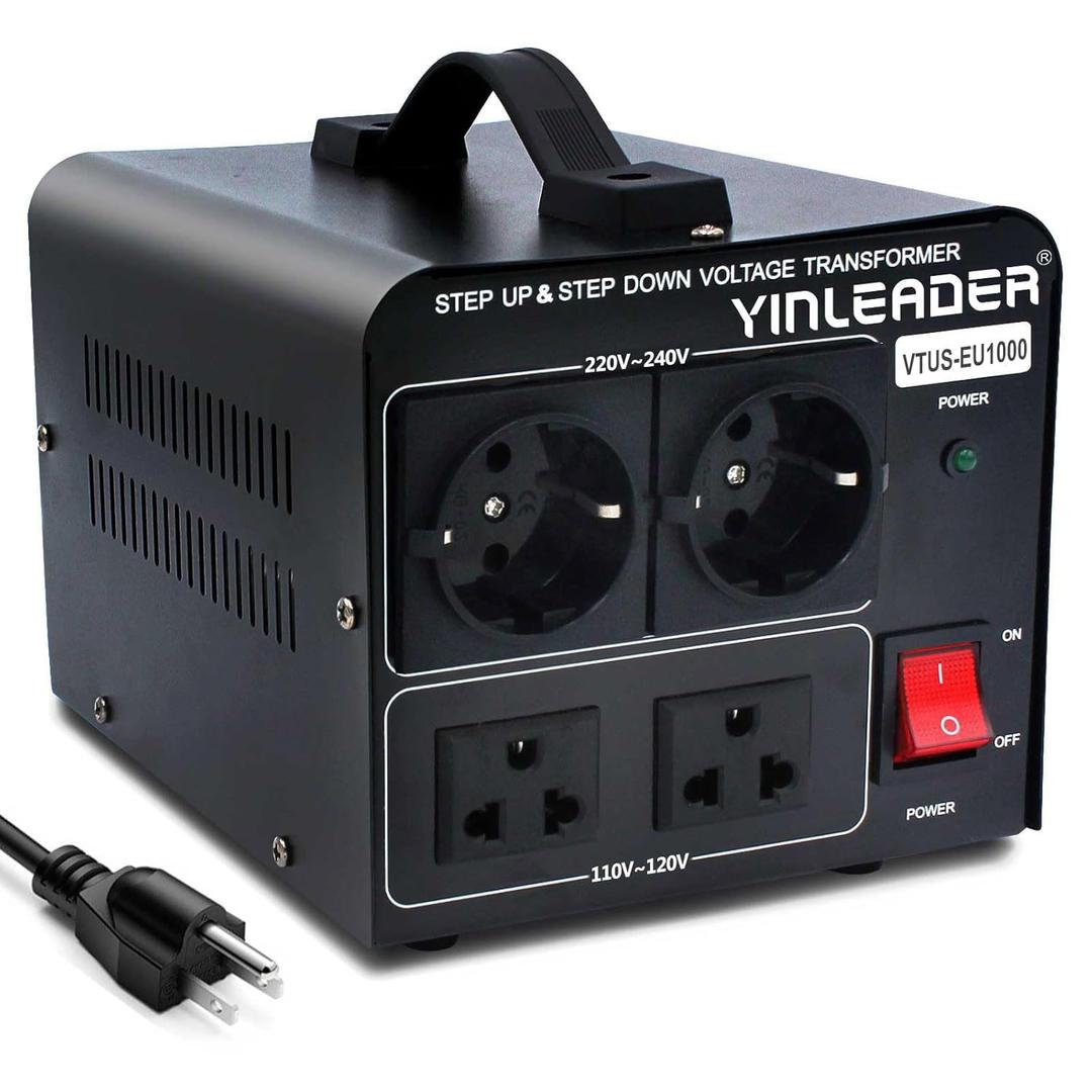 Yinleader 1000W 110V to 220V EU Voltage Converter Transformer Step Up/Down Converter 110/120 Volt - 220/230/240 Volt w/US Power Cord(NO 220V Power Cord)