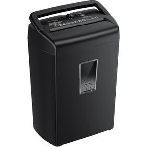 Bonsaii 10-Sheet Home Shredder, Cross-Cut Paper Shredder, Shreds Credit Cards/Staples/Clips, Small Office Shredder Machine with 21L Wastebasket & Transparent Window, Black
