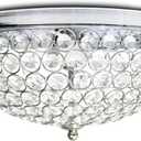 Elegant Designs FM2006-CHR 13" Glimmering Gem 2-Light Ceiling Flush Mount, for Living Room, Bedroom, Entryway, Hallway, Chrome