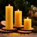 3 Pack Pure Beeswax Pillar Candles, 2x3/6/8 Inch, Natural Mild Honey Scent, Long Burning, Smokeless & Dripless for Home Decor & Prayer