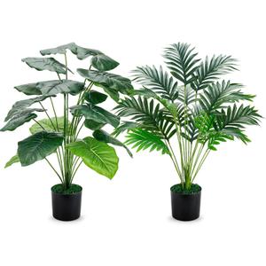 Der Rose 28'' Fake Plants Large Artificial Plam Tree and Faux Dishgyi Plants Indoor Tall for Room Home Bathroom Farmhouse Outdoor Decor