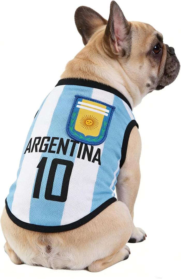 2026 World Cup Shirt for Dog, Soccer Jersey Pet Costume, Dog Jerseys for Small Medium Large Dogs, Football Shirt for Pets Blue Large