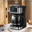 Ihomekee Coffee Maker, Programmable Drip Coffee Maker 12 Cup, Regular & Strong Brew Drip Coffee Machine with Iced Coffee Function for Home and Office, Black & Stainless Steel (Black,Silver)