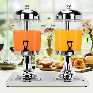 Beverage Dispenser, 4.4 Gallon/16-L Stainless Steel Drink Dispenser, Commercial Beverage Dispenser Cold Drink Dispenser with Centre Ice Core and Stand Drip Trays for Parties Banquets Picnic