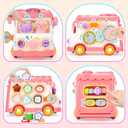 AmiDear Baby Gift for 1-2 Year Old Girl, 10-in-1 Montessori Toys Bus for Baby 6-12-18 Months+, Educational Musical Sensory Learning Toddler Toys Age 1-2, First Christmas and Birthday Gifts Pink