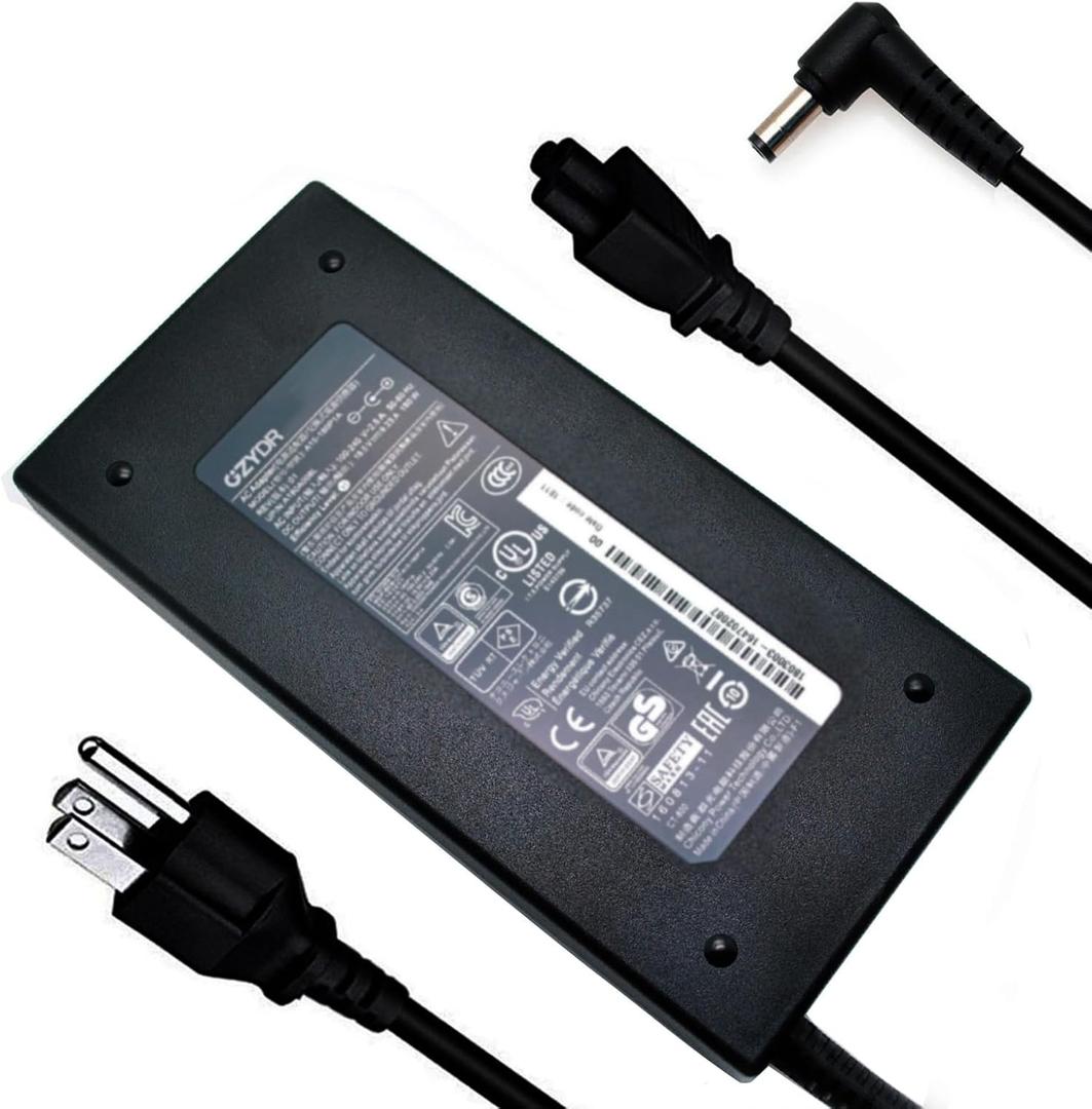 19.5V 9.23A 180W Laptop Charger for Msi A15-180P1A, for Sager NP7876 NP7856-N NP7856-S NP8956 NP8957 Notebook AC Adapter 5.5x2.5mm with Power Cord