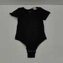 FeelinGirl Short Sleeve Bodysuit for Women V Neck Tummy Control Shapewear Seamless Thong Body Suits Tops (Large, Black)