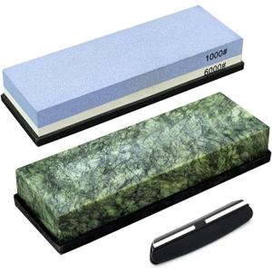 Knife Sharpening Stone Set  Dual Grit Whetstone 1000/6000 10000,Angle Guide