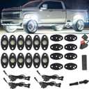 12pods White Rock Lights Dc 12v 6000k Aluminum Alloy Pure White Led Rock Lights with Switch Wiring Harness Kit Ip68 Waterproof for Trucks Pickup Off-Road Cars SUV Utv ATV Rv RZR Underglow Lights