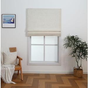 Everyday Celebration Linen Blend Cordless Roman Blinds – Light Filtering Pull Down Window Treatment for Home, Indoor Shades & Blinds (22x64 Natural)