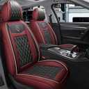 SanQing Car Seat Covers Full Set, Super Luxurious Heavy Universal Duty Waterproof Leather Automotive Vehicle Cover for Cars SUV Pick-up Truck, Non-Slip Seat Pink Car Accessories (Full Set/Wine Red)