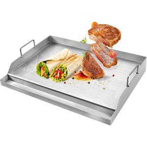 GGC Universal Griddle for Gas Grills, 25" x 16" Flat Top Griddle Plate for Gas Stove, Stainless Steel Griddle for Camping Stove, Nonstick Cooking Griddle for Charcoal, Tailgating, Parties