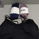 VEQKING Women's Cross Back Sports Bra Padded Strappy Medium Support Yoga Bra for Workout Fitness 3 Pack (Large, 3pack(black+navy Blue+purple))