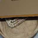 12.6" Wooden Round Hand-Carved Tray and A Wood Bead Tassel String Christmas Decor Decorative Centerpiece Paulownia Real Wood Serving Trays Wedding Farmhouse Decoration,Natural