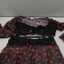 Avidlove Women's Sexy Contrast Lace Mesh Lingerie Set 3pcs Bell-Sleeved Top Lingerie Skirt Size S