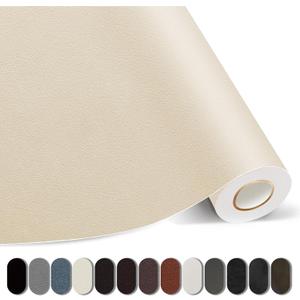 Kangshoon Leather Repair Patches, Self-Adhesive Leather Repair Tape, Stretch Vinyl Repair Kit for Couch Furniture Sofas Car Seats (Beige, 3.5X79 Inch)