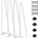 SMARTSTANDARD 16 Inch Heavy Duty Hairpin Furniture Legs, Metal Home DIY Projects for Nightstand, Coffee Table, Desk, etc with Rubber Floor Protectors White 4PCS