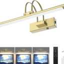 URSOLA 16 Picture Lights for Wall, 5200mAh Rechargeable Battery, Gold Coldless Picture Light with Remote. 3CCT, Timer, Dimmer.