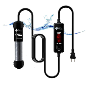 AquaMiracle Upgraded 100W Small Aquarium Heater Fish Tank Heater Turtle Heater Super Mini Aquarium Heater, Dry-Run/Overheating Protection and Memory Function, Dual LED Display, for 10-20 Gal Tanks