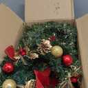 6 Pcs Small Christmas Wreath, 10 Inch Mini Christmas Kitchen Cabinet Wreaths with Gold Red Balls Holly Pine Tips Pinecone Berried Red Bow Mini Wreaths for Windows Wall Stair Chair Farmhouse Home Decor