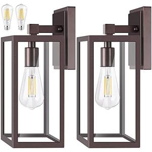PARTPHONER Exterior Light Fixtures for House, Waterproof Porch Light Wall Mount, Anti-Rust Wall Sconce, Oil Rubbed Bronze Aluminum for Garage, Doorway