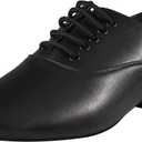 Black Ballroom Dance Shoes Leather Character Shoes for Men's Salsa Latin Tango Dancing, Black 13 M US