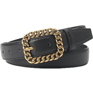 Belts for Women Trendy Womens Belts for Jeans Dress Belt Women Soft Leather Belt Ladies Waist Adjust Size Up to 38" (Black)