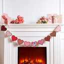 Cinnvoice 8.2 ft Christmas Heart Garland Valentine Pink Wooden Heart Banner Rustic Farmhouse Wood Beads Garland Romantic Love Banner Cute Love Hanging Decor for Fireplace Mantel Wall Home Window