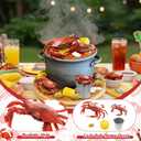 Gemscream 9 Pcs Crab Cake Topper Crab Boil Party Decorations Supplies Plastic Potato Corn Metal Pail for Theme Birthday Festival Potluck