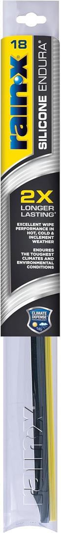 Rain-X 830118 Silicone Endura Wiper Blades, 18 Inch Windshield Wipers (Pack of 1), Automotive Replacement Windshield Wiper Blades With Two Times Longer-Lasting Resilient Silicone Rubber Squeegee