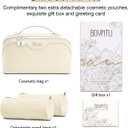 BOYATU Travel Makeup Bag Organizer Cosmetic Bag: 3 Pcs Set Make up Bags for Women with Handle - Waterproof Vegan Leather Toiletry Bags Travel Essentials Pouch with Compartments (C-04-White)