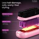 FLOWN Original Go Brush PRO [Five Minutes Hair Styling Routine] - No Damage Heat Brush with USB-C Charger - Electric Travel Pocket Brush for All Hair Types - Pink (Formerly Numoya)