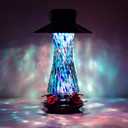 Muse Garden Solar Powered Hummingbird Feeder, 23oz Solar Lights Outdoor Garden Decor Ant and Bee Proof, Hand Blown Glass Lantern Gifts for Women Mom Birthday Unique, Blue