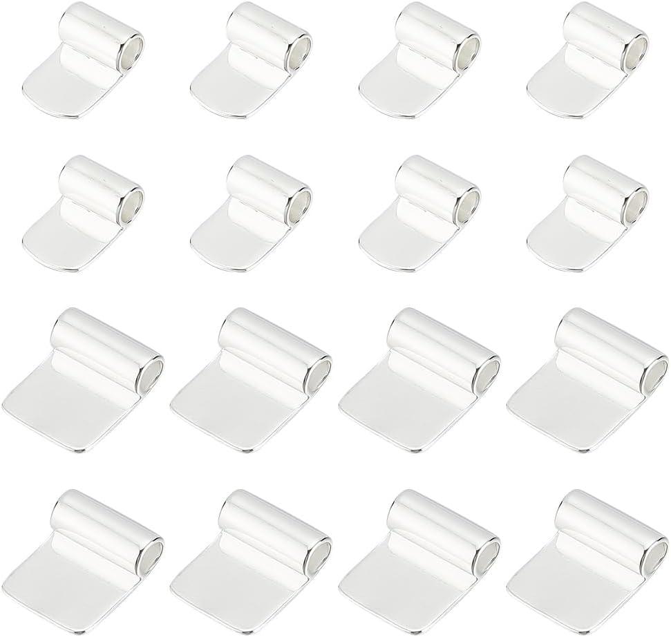 16pcs 2 Size Brass Glue on Bails Tibetan Square Flat Pad Bails Pendants Charms Glue on Cabochon Settings Rectangle Pad Connector for DIY Jewelry Necklaces Crafts Making Hole 4.5mm
