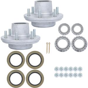 Labwork 2 Sets 6 On 5.5 Inch Galvanized Trailer Hub Kit for 5200-6000 Lbs Spindle, with Trailer Bearing Kit (5 Pieces/Set)