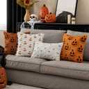 EMEMA Halloween Ghost Decorations Pillow Covers 12x20 Inch Set of 2 Fall Pillow Covers Plush Faux Fur Jacquard Cushion Covers Throw Pillows for Porch Soft Couch Holiday Festivals Home Decor