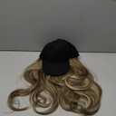 Wig Cap Long Wavy Synthetic Wig Baseball Cap with Hair extensions Hat Wigs Bone Natural Black Connect Wig Adjustable for women Hair Extension Cap(1)