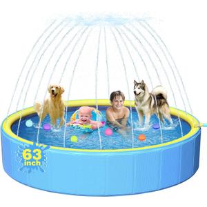 63in Sturdy Dog Pool with Sprinkler, 2-in-1 Non-Slip Kiddie/Kids Pool Hard Plastic, Foldable Dog Sprinkler Pools for Large Dogs, Portable Pet Swimming Pool for Summer Outdoor Backyard (Yellow) 63in Sturdy Dog Pool with Sprinkler, 2-in-1 Non-Slip Kiddie/Kids Pool Hard Plastic, Foldable Dog Sprinkler Pools for Large Dogs, Portable Pet Swimming Pool for Summer Outdoor Backyard (Yellow)