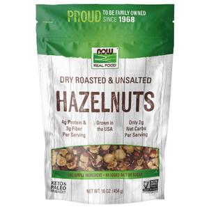 NOW Foods, Real Food, Dry Roasted & Unsalted Hazlenuts, Non-GMO, Vegan, Grown in the USA, 16 oz (454 g), EXP 11/2026