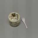 Ceramic Sugar Bowl with Lid and Spoon with Floral Pattern, Gold Trim - 7.5oz Elegant Sugar Jar with Lid and Spoon, Nordic Style for Kitchen, Dining, Cafe, Gift Idea (B)