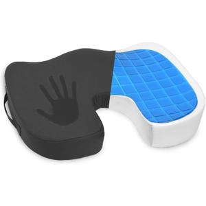 Elantrip Gel-Enhanced Memory Foam Seat Cushion, Ergonomic, Non-Slip Comfort Pad for Office, Car, Gaming Chairs - Cooling Design for Coccyx, Back, Sciatica Pain Relief with Washable Black Cushion