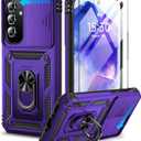 BaHaHoues for Samsung Galaxy A35 5G Case with Screen Protector & Slide Camera Lens Cover, Built-in 360 Rotate Magnetic Ring Stand, Shockproof Protective Phone Case for Samsung A35 5G (Purple)