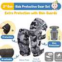 Soft-Style Kids Knee and Elbow Pads with Bike Gloves, Flexible Impact-Resistant Gear for Ages 2-11, Designed for Balance Bikes, Roller-Skating, and Skateboarding (Medium)