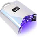Professional UV LED Nail Lamp, Cordless Rechargeable UV Light for Gel Nails, Fast Curing Gel Nail Light with 4 Timer Setting LCD Display, Auto Sensor and Spacious Interior White