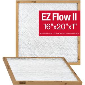 Flanders EZ-Flow II 16x20x1 Air Filters, MERV 1 - Furnace, HVAC, and AC Replacement Filter, High-Airflow Fiberglass Media, 10055.011620 (Pack of 2)