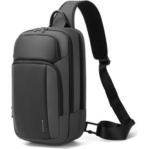 BANGE Large Sling Bag for Men, Waterproof Crossbody Backpack for Men, Fashion Shoulder bags with Pad Compartment (Grey)