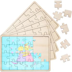 9 Sheets Unfinished Wood Puzzles Blank Puzzle Pieces Wooden Jigsaw Puzzles Freeform Things to Paint, Write and Draw On, Make Your Own Puzzle for Kids DIY Craft (8.9 x 5.9 Inch)